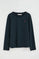 Navy-blue long-sleeve round-neck T-shirt with Rigby Go embroidery