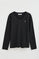 Black long-sleeve V-neck T-shirt with Rigby Go embroidery