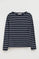 Striped T-shirt in navy blue and white with boat neck and Polo Club logo