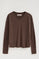 Chocolate long-sleeve linen-blend T-shirt with Polo Club logo
