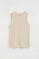 Beige sleeveless ribbed T-shirt with Polo Club logo