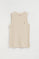 Beige sleeveless ribbed T-shirt with slim fit and Rigby Go embroidery