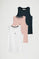 Women’s 3-pack sleeveless T-shirts in navy blue, white and pale pink with slim fit and Rigby Go embroidery