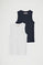 Women’s 2-pack sleeveless ribbed T-shirts in navy blue and white with Polo Club logo