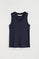 Navy-blue sleeveless ribbed T-shirt with V-neck and Polo Club logo
