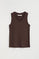Chocolate sleeveless ribbed T-shirt with V-neck and Polo Club logo