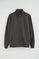 Dark-grey high-neck sweatshirt with full zip and Rigby Go embroidery