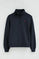 Navy-blue sweatshirt with zipped neck and Rigby Go logo