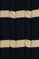 Navy-blue striped cable-knit jumper with Rigby Go logo