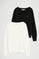 Women’s 2-pack jumpers in black and nude with V-neck and Rigby Go logo
