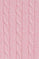 Pink cable-knit jumper with Rigby Go embroidery