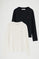 Women’s 2-pack cable-knit jumpers in navy blue and nude with Rigby Go embroidery