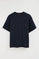 Navy-blue short-sleeve cotton-linen T-shirt with Polo Club logo