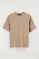 Light-brown short-sleeve cotton-linen T-shirt with Polo Club logo
