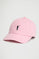 Pink six-panel cap with Rigby Go logo