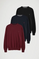 Men’s wool-blend 3-pack jumpers in navy, black and maroon with Rigby Go embroidery