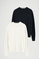 Men’s wool-blend cable-knit 2-pack jumpers in navy and nude with Rigby Go embroidery