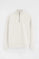 Nude high-neck sweatshirt with half zip and Rigby Go embroidery