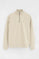 Beige high-neck sweatshirt with half zip and Rigby Go embroidery