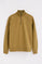 Mustard high-neck sweatshirt with half zip and Rigby Go embroidery