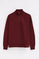 Maroon high-neck sweatshirt with half zip and Rigby Go embroidery