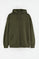 Army-green zip-up hoodie with Rigby Go embroidery
