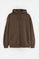 Brown zip-up hoodie with Rigby Go embroidery