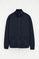 Navy-blue high-neck zip-up sweatshirt with Rigby Go embroidery
