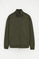 Army-green high-neck zip-up sweatshirt with Rigby Go embroidery