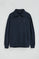 Navy-blue wide-fit sweatshirt with zipped neck and Rigby Go embroidery