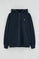 Navy-blue hoodie with zip and Rigby Go embroidery