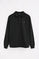 Black polo-collar sweatshirt with Rigby Go embroidery