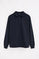 Navy-blue polo-collar sweatshirt with Rigby Go embroidery