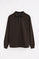 Dark-chocolate polo-collar sweatshirt with Rigby Go embroidery