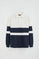 Nude striped sweatshirt with polo collar and Polo Club patch