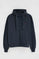 Navy-blue hoodie with zip and Rigby Go embroidery