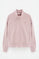 Pale-pink high-neck zip-up sweatshirt with Rigby Go embroidery