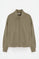 Sage-green high-neck zip-up sweatshirt with Rigby Go embroidery