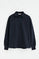 Navy-blue sweatshirt with shirt collar and Rigby Go embroidery