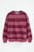 Wine-pink round-neck striped sweatshirt with Polo Club embroidery