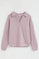 Pale-pink sweatshirt with buttonless polo collar and Polo Club embroidery