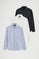 Men’s 3-pack shirts in navy blue, white and light blue with slim-custom fit and Rigby Go embroidery