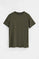 Army-green short-sleeve T-shirt with Rigby Go embroidery