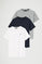 Men’s 3-pack T-shirts in navy blue, white and grey marl with short sleeves and Rigby Go embroidery