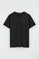 Black short-sleeve V-neck T-shirt with Rigby Go embroidery