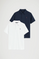 Men’s 2-pack regular-fit polo shirts in navy and white with Rigby Go embroidery