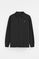 Black long-sleeve polo shirt with Rigby Go embroidery