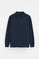 Navy-blue long-sleeve polo shirt with Rigby Go embroidery