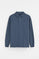 Denim-blue long-sleeve polo shirt with Rigby Go embroidery