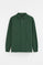 Bottle-green long-sleeve polo shirt with Rigby Go embroidery